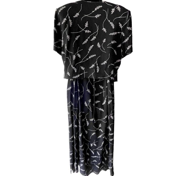 90s VTG Molly Malloy Sleeveless Floral Maxi Black Dress With Cover Women’s 12 - Picture 11 of 16